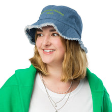 Mountain Mamas Club Distressed denim bucket hat