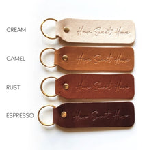 "Home Sweet Home" Script Leather Keychain